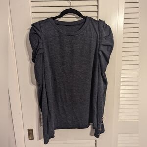 Shein Long Sleeve Puff Sleeve Button Detail Top XL